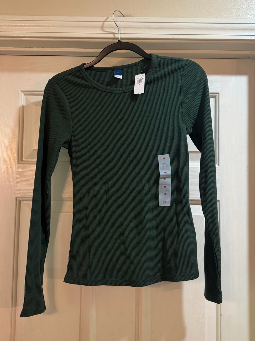 Old Navy Ribbed Long-Sleeve Crewneck Top-Forest Green Size Med NWT #fall #layers